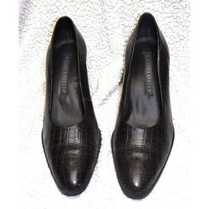 Hillard & Hanson brown leather textured heels